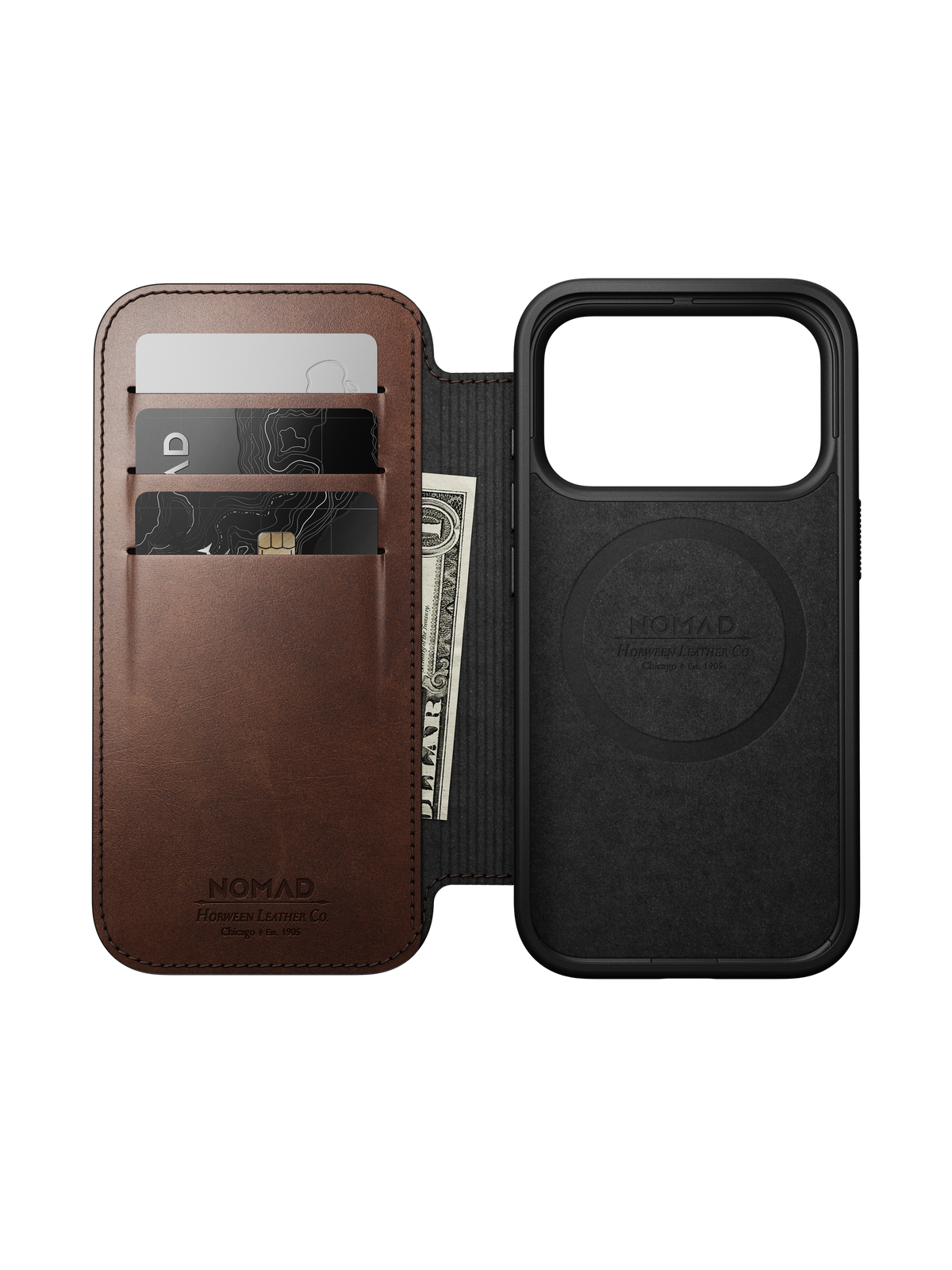 Nomad Modern Folio with Horween Leather for iPhone 18 Pro - Rustic Brown