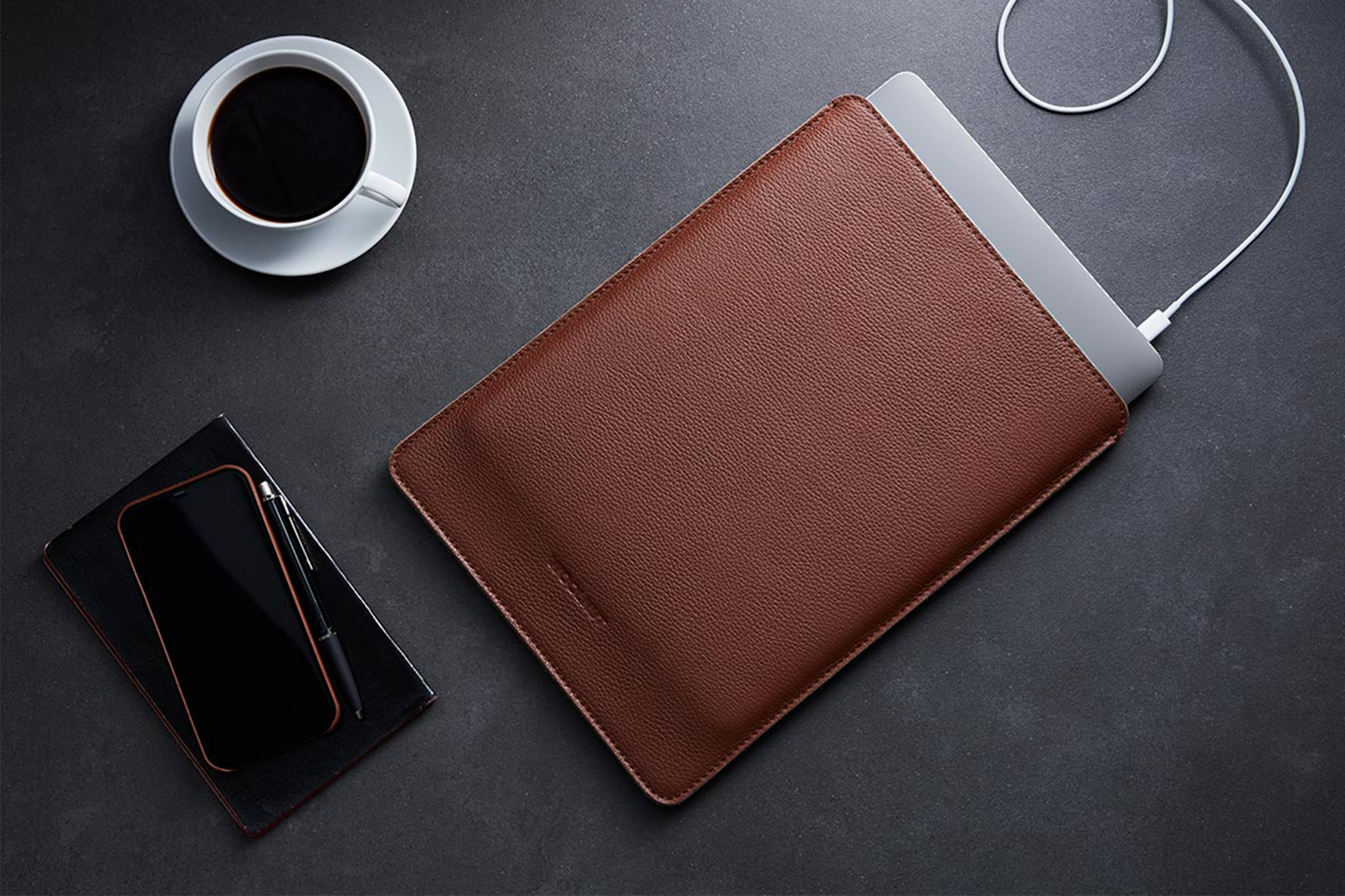 Woolnut Leather Sleeve for 15" MacBook Air - Cognac