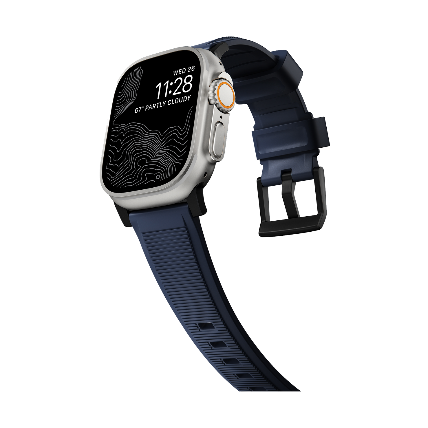 Nomad Rugged Band - 46/49mm -  Black Hardware - Atlantic Blue