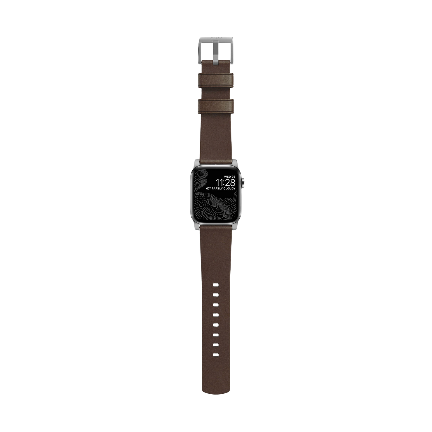 Nomad Modern Band with Horween Leather - 46/49mm - Silver Hardware - Brown