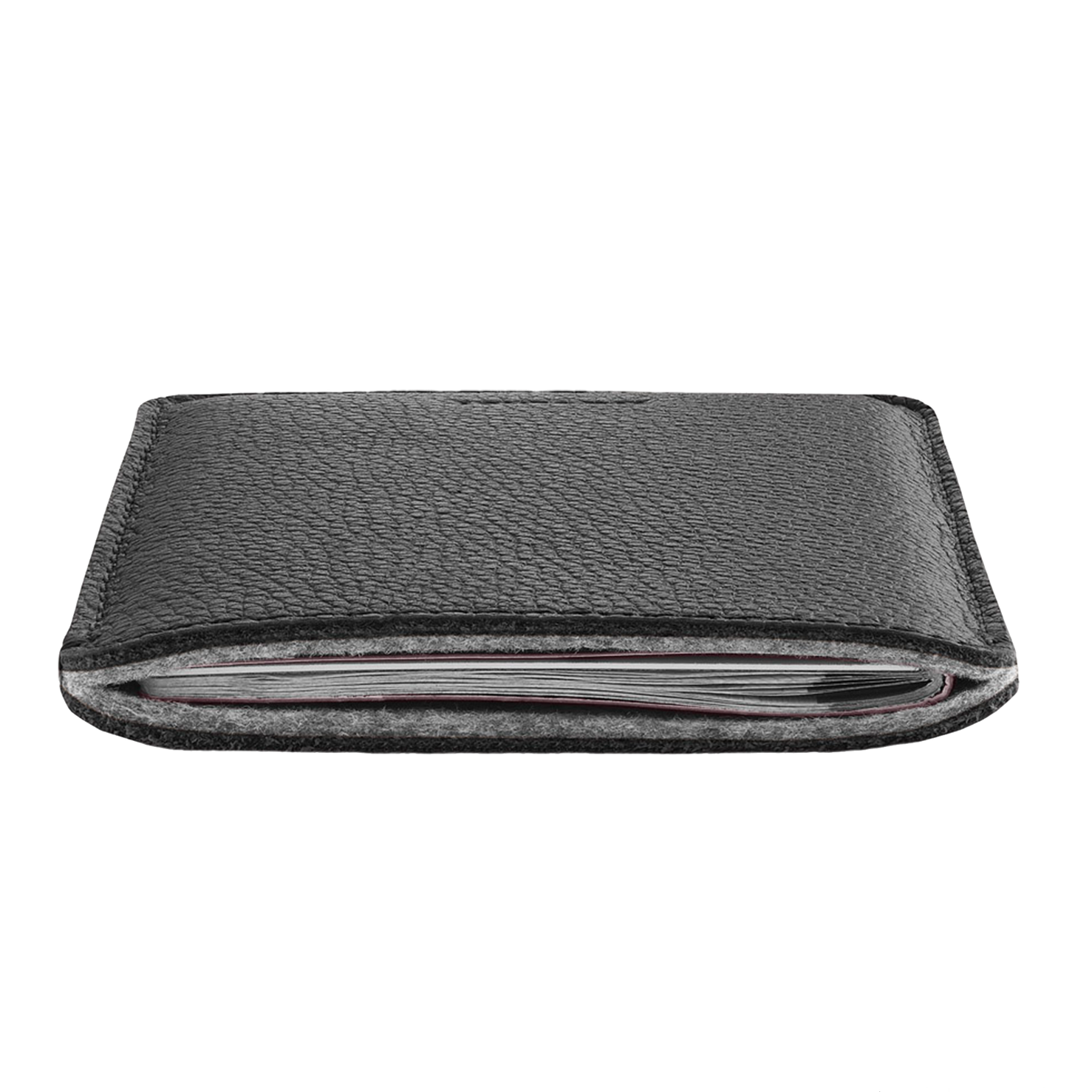 Woolnut Leather Sleeve for Passport - Black