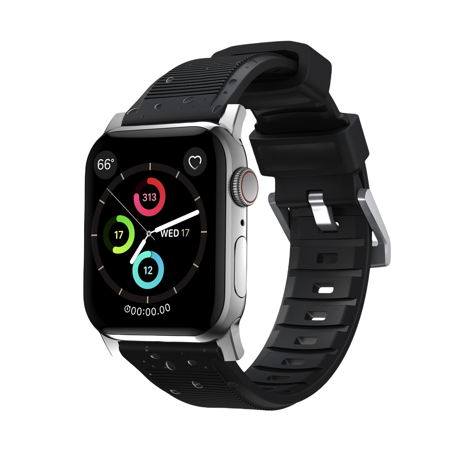 Nomad Rugged Band - 46/49mm - Silver Hardware - Black