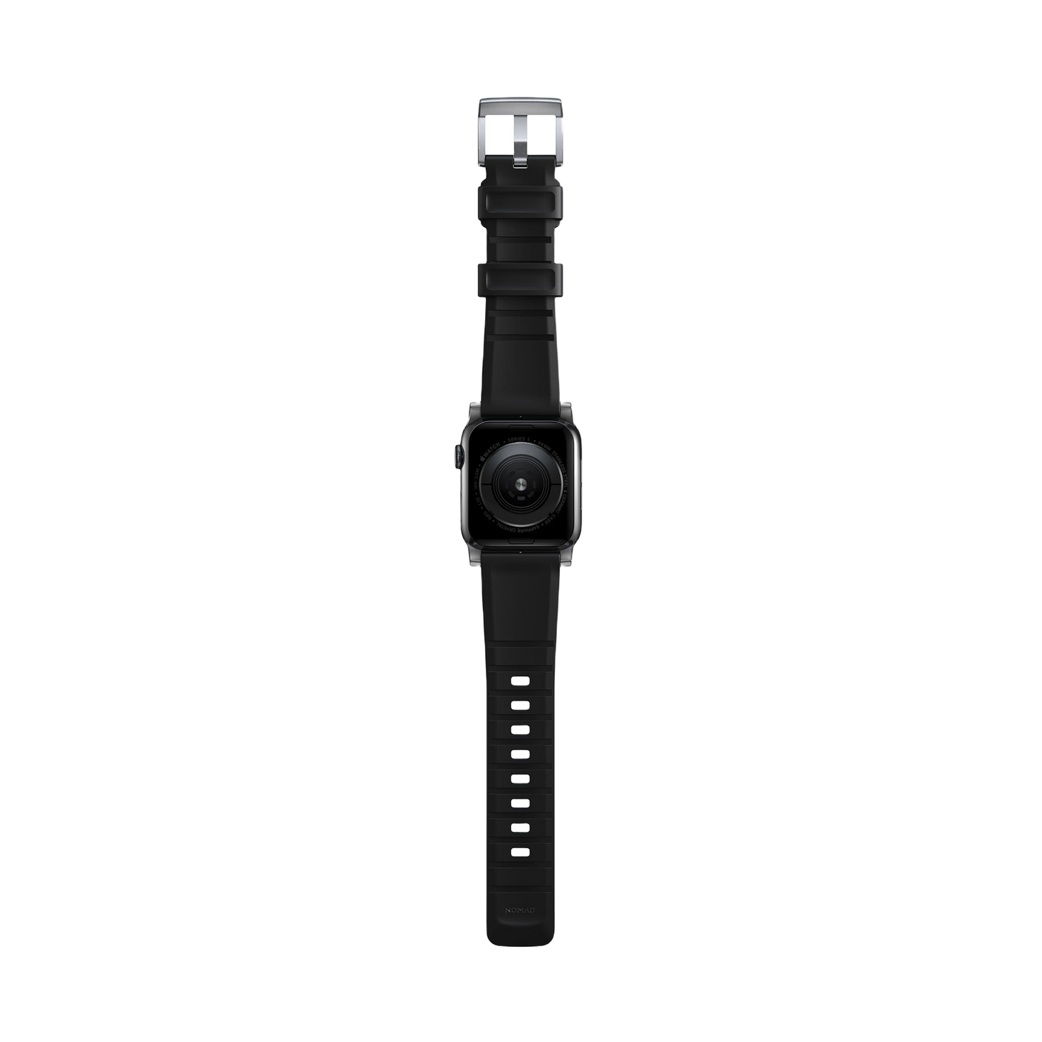 Nomad Rugged Band - 46/49mm - Silver Hardware - Black