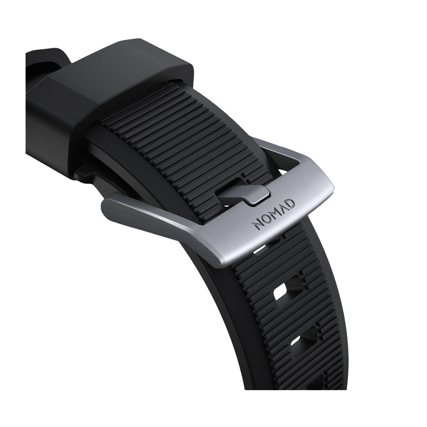 Nomad Rugged Band - 46/49mm - Silver Hardware - Black