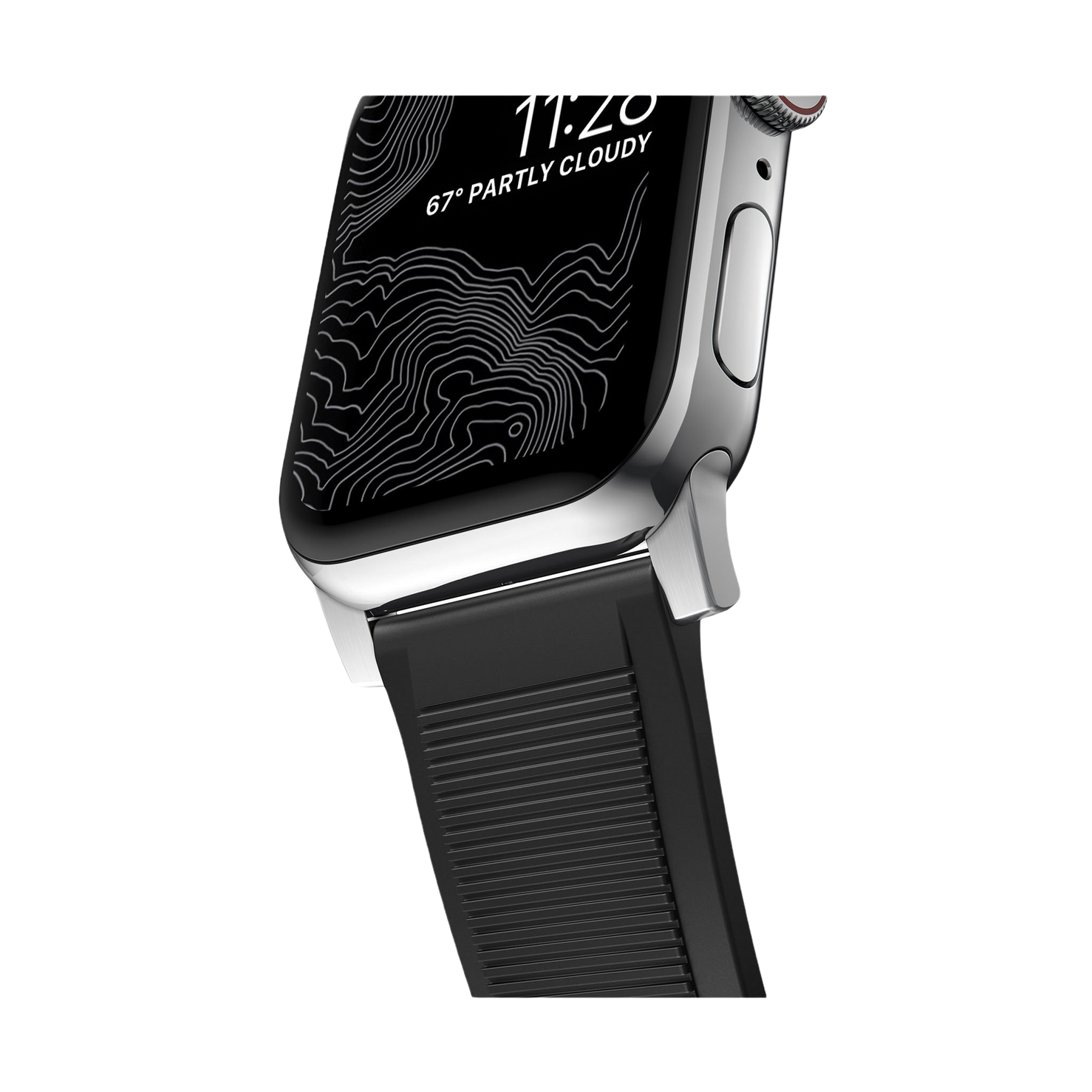 Nomad Rugged Band - 46/49mm - Silver Hardware - Black